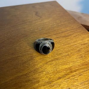 Onyx black stone ring